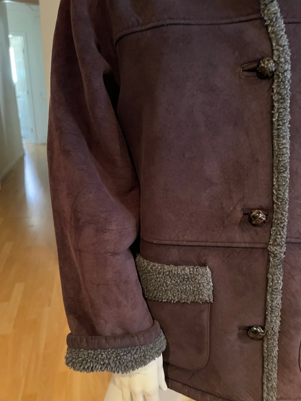 90'S LAUREN RALPH LAUREN FAUX SHEARLING COAT SIZE MEDIUM PETITES / PM - Picture 2 of 6